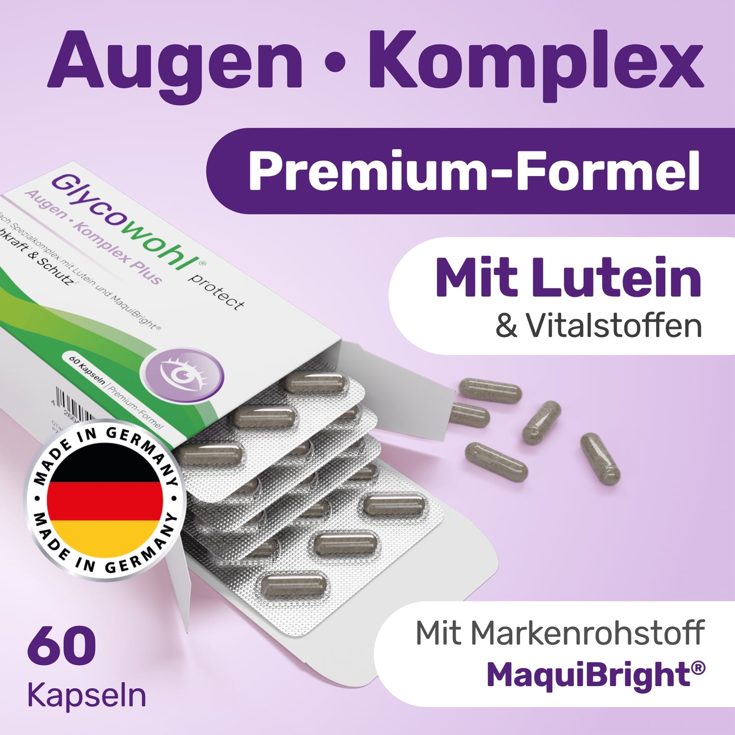 Glycowohl® Augen • Komplex Plus mit Lutein, MaquiBright® und Vitalstoffen
