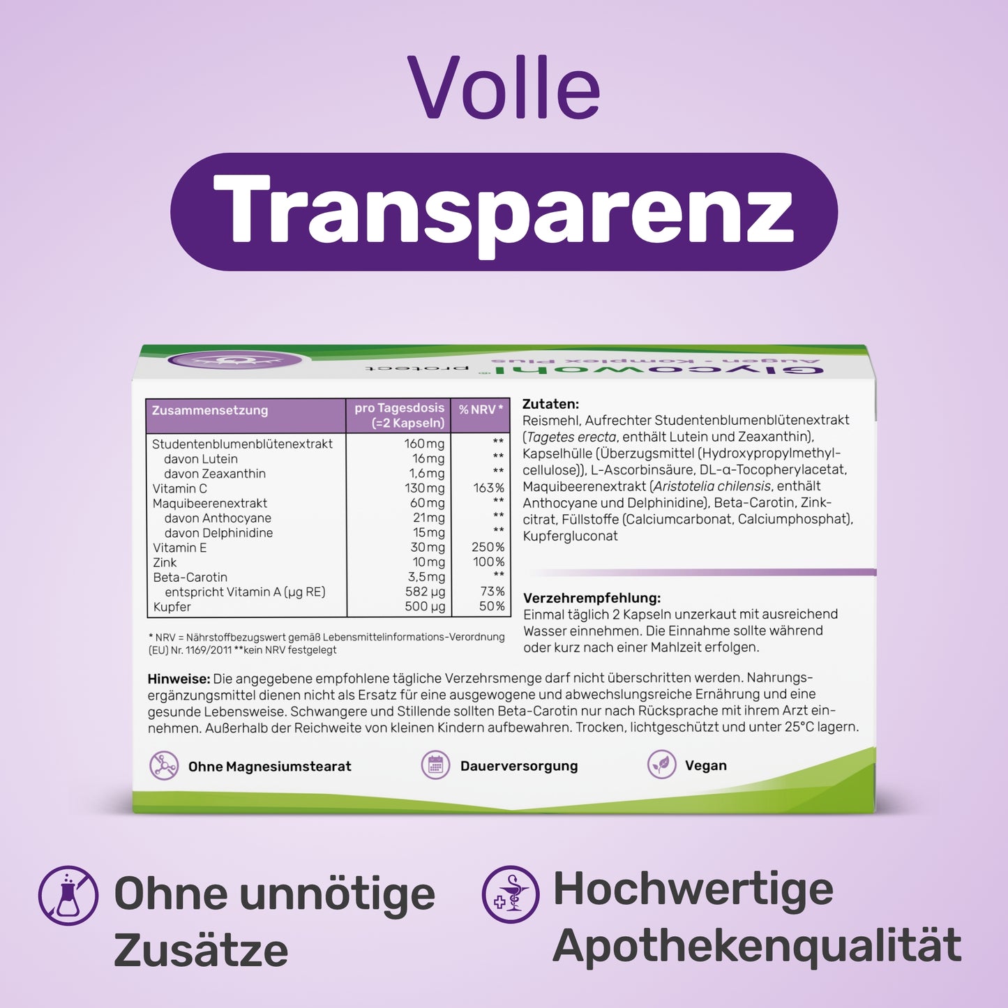 Glycowohl® Augen • Komplex Plus mit Lutein, MaquiBright® und Vitalstoffen