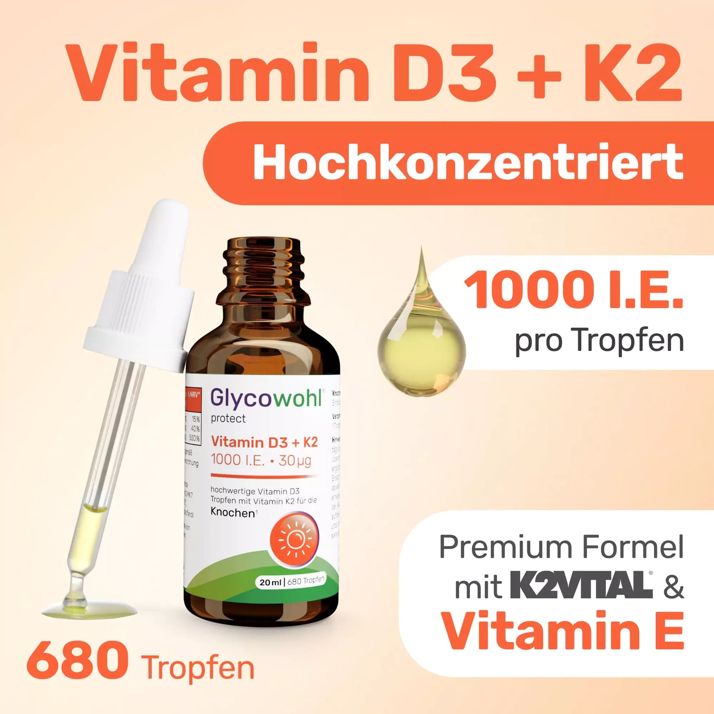 Glycowohl® Vitamin D3+K2 | 1000 I.E. · 30 µg