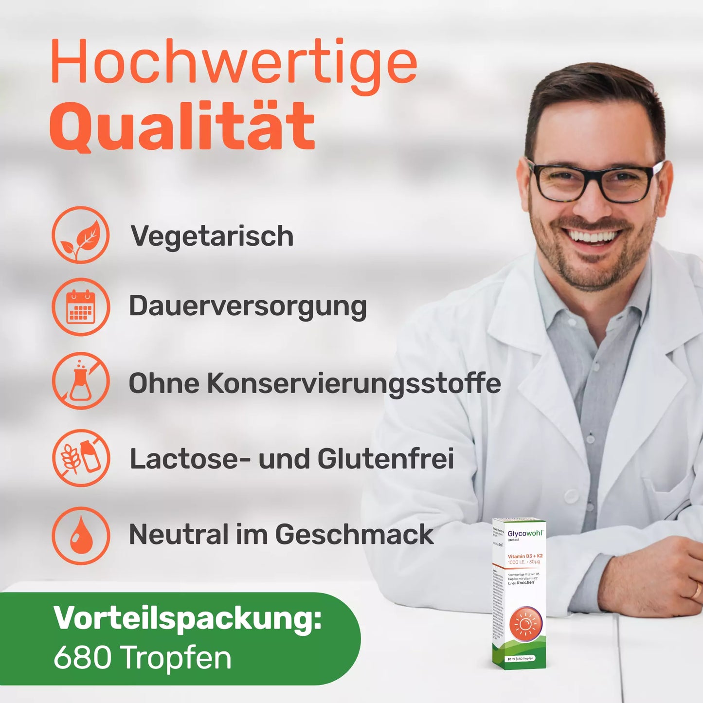 Glycowohl® Vitamin D3+K2 | 1000 I.E. · 30 µg